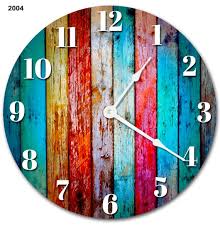 Colored Wood Boards Clock Rustic Clock