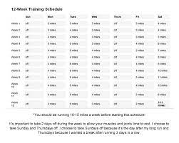 week training schedule for half marathon