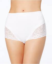 Womens Firm Tummy Control Lace Trim Microfiber Brief Underwear 2 Pack X054