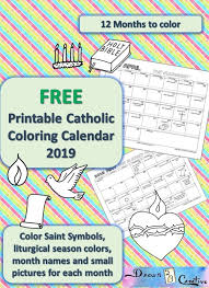 Explaining the laws of fast and abstinence, for days of fast and abstinence. Printable Catholic Coloring Calendar 2019 Drawn2bcreative