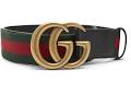 Gucci Belt Green/Red Web Double G Brass Buckle 1.5W Black in ...