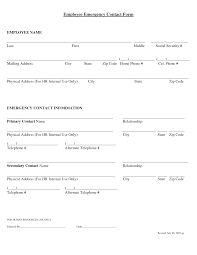 Employee Emergency Contact Form Work Emergency Contact Form
