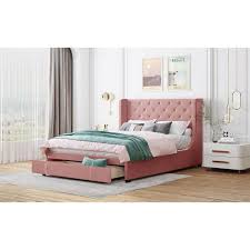 Urtr 65 In W Pink Queen Size Bed Frame