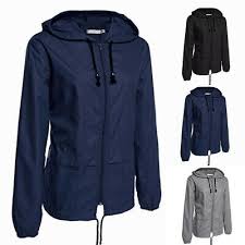 Us Women Lightweight Rain Jacket Outdoor Packable Waterproof Hooded Zip Raincoat Ebay