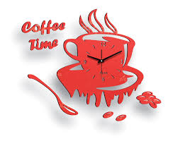 Coffee Cup Wall Clock With Coffee Spoon