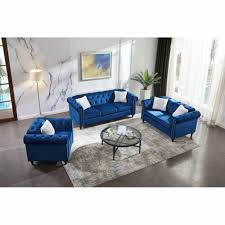 navy blue velvet tufted sofa loveseat