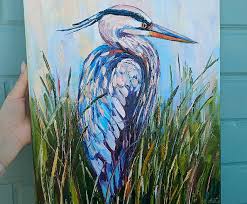 Great Blue Heron Painting Bird Original