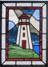 Stormy Lighthouse Stained Glass Panel