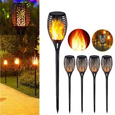 Details About 1x 33 51 72 96 Led Solar Torch Light Dancing Flickering Flame Garden Yard Lamp