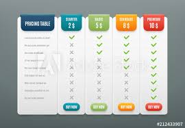 Comparison Pricing List Comparing Price Or Product Plan