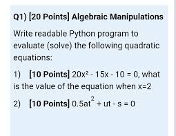Points Algebraic Manipulations Write