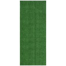 ottomanson evergreen collection waterproof solid 2x5 indoor outdoor artificial gr runner rug 22 in x 59 in green