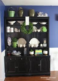 styling bookcases as a dining hutch
