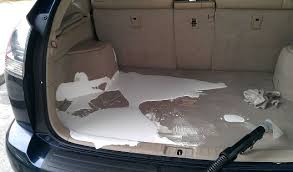 clean spilled milk in a car trunk