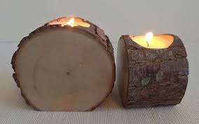 Hardwood Log Tealight Candle Holder