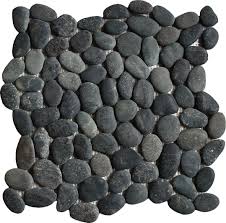 black pebble river stone mosaic tiles