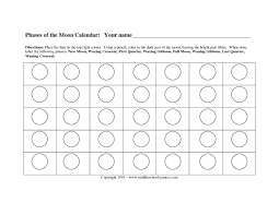 Phases Of The Moon Calendar Worksheet For 6th 10th Grade