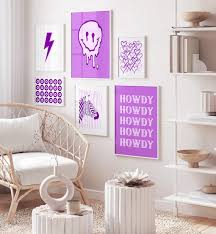 Purple Preppy Wall Art Pack Of 9