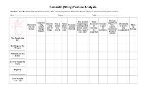 Semantic Story Feature Analysis Graphic Organizer For 5th