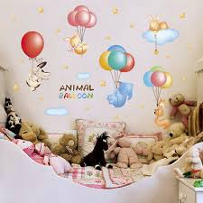 cartoon animal balloon wall sticker