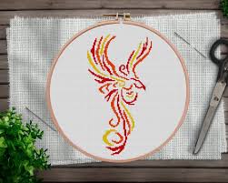 Free cross stitch chart : Phoenix Bird Beginner Cross Stitch Pattern Stitchyluna