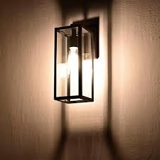 Textured Black Outdoor Boxed Wall Sconce With Clear Glass 53233989