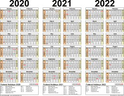 2020 2021 2022 Calendar 4 Three Year Printable Pdf Calendars