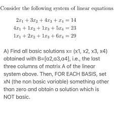 Consider The Following System Of Linear