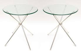 Glass Side Or Drink Tables Vintage Pair