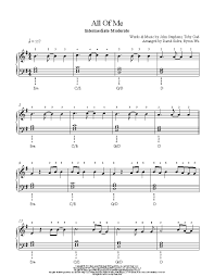 All Of Me By John Legend Piano Sheet Music Intermediate Level