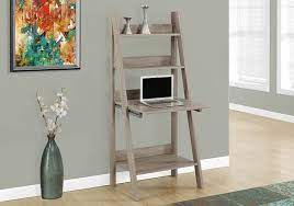 W 24.75 x d 16 x h 72 read more Amazon Com Monarch Specialties Ladder Desk Bookcase Wall Bookshelf Stand Shelf 61 H Dark Taupe Furniture Decor