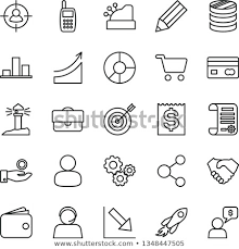 Thin Line Vector Icon Set Negative Royalty Free Stock Image