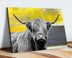 Abstract Highland Cow Canvas Wall Art