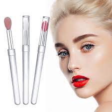 unbrand silicone lip brushes cosmetic makeup lip mask lipstick applicators brushes with cover silicone lip eyeshadow applicator 5 random colors