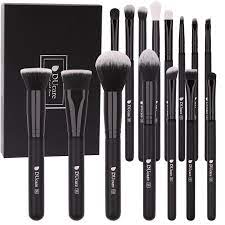 ducare makeup brushes 15pcs premium synthetic kabuki foundation concealers powder blush blending face eye shadows black brush sets
