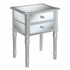 drawer end table silver mirror