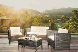 4 piece rattan lounge set with or