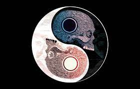 Wallpaper pattern, symbol, skull, Yin ...