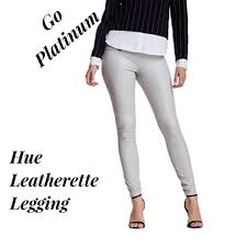Platinum Leatherette Leggings By Hue Nwt
