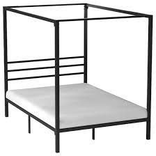 Modern Canopy Bed Strong Metal Slats