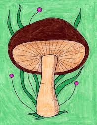 Easy How to Draw a Mushroom Tutorial, Mushroom Coloring Page