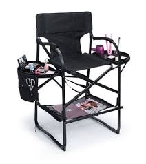 black portable makeup chair with side