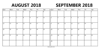 2 Two Months Calendar August September Planner 2018