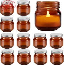 16 Pack Amber Glass Jars Making Candles