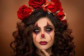 devil halloween makeup with flower beads