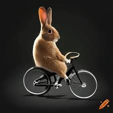 Adorable easter bunny cycling through a ...