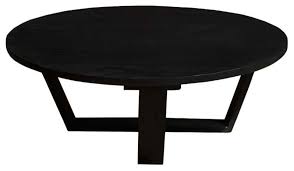 Black Solid Wood Round Coffee Table