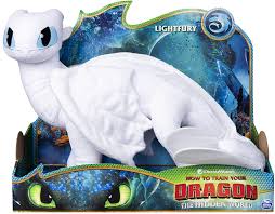 Amazon Com Dreamworks Dragons Lightfury 14 Inch Deluxe Plush Dragon For Kids Aged 4 And Up Toys Games