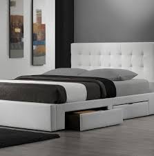 leather bed in white wkith storage