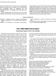 The 1983 ABCA Convention: A personal report from Fran Weeks, 1984